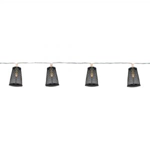 10x LED Black Metal Lantern String Lights